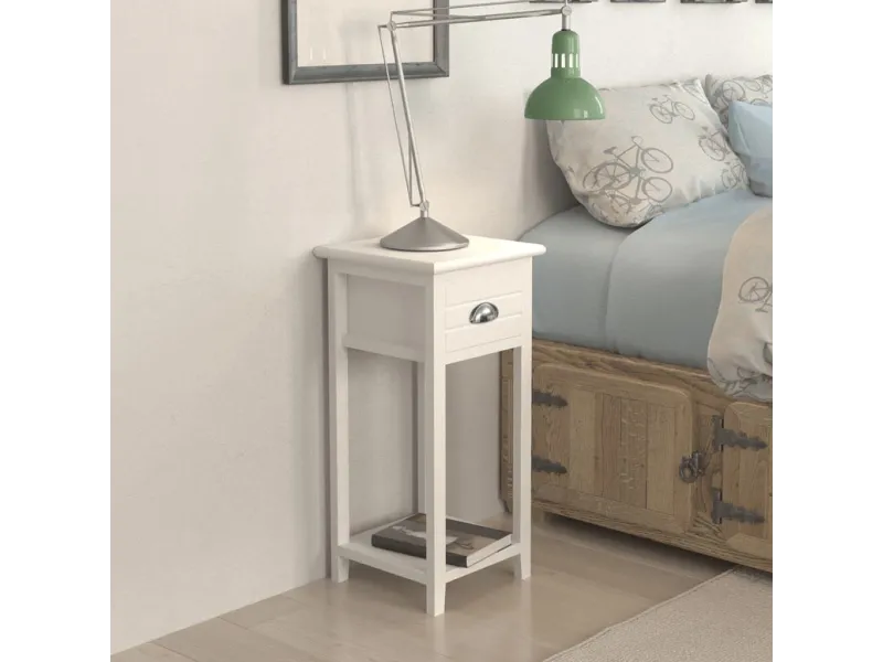 Table de chevet avec 1 tiroir Blanc
