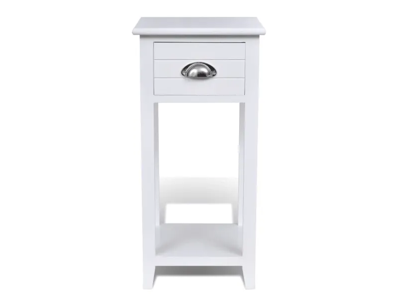 Table de chevet avec 1 tiroir Blanc