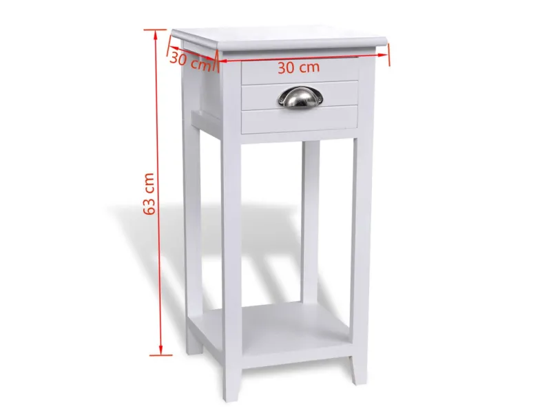 Table de chevet avec 1 tiroir Blanc