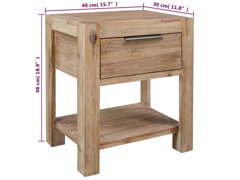 Table de chevet avec tiroir 40x30x48 cm Bois d'acacia solide