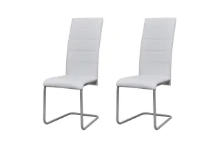 Chaises à manger cantilever lot de 2 blanc similicuir