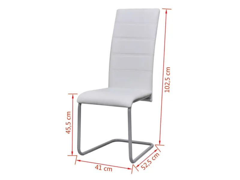 Chaises à manger cantilever lot de 2 blanc similicuir