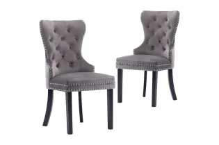 Chaises à manger lot de 2 gris velours
