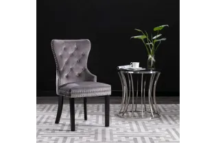Chaises à manger lot de 2 gris velours 2