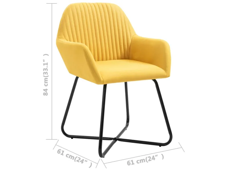 Chaises à manger lot de 2 jaune tissu