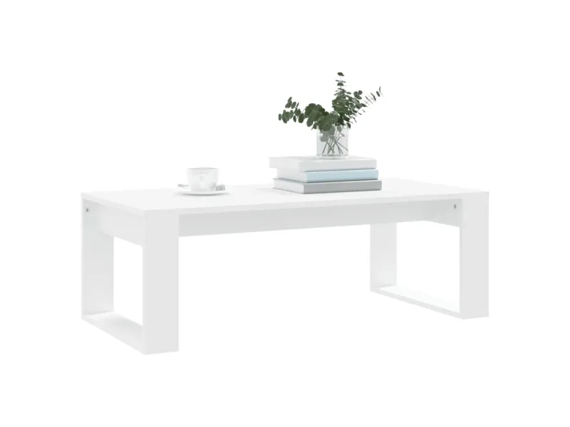 Table basse blanc 102x50x35 cm bois d'ingénierie