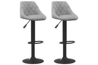 Tabourets de bar lot de 2 gris clair velours 2