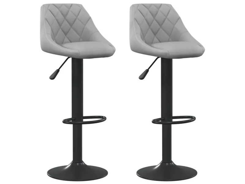 Tabourets de bar lot de 2 gris clair velours