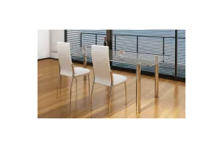 Chaises à manger lot de 2 blanc similicuir