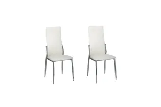 Chaises à manger lot de 2 blanc similicuir 2
