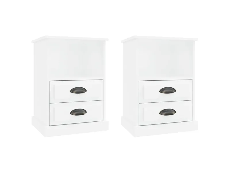 Tables de chevet 2 pcs blanc brillant 43x36x60 cm