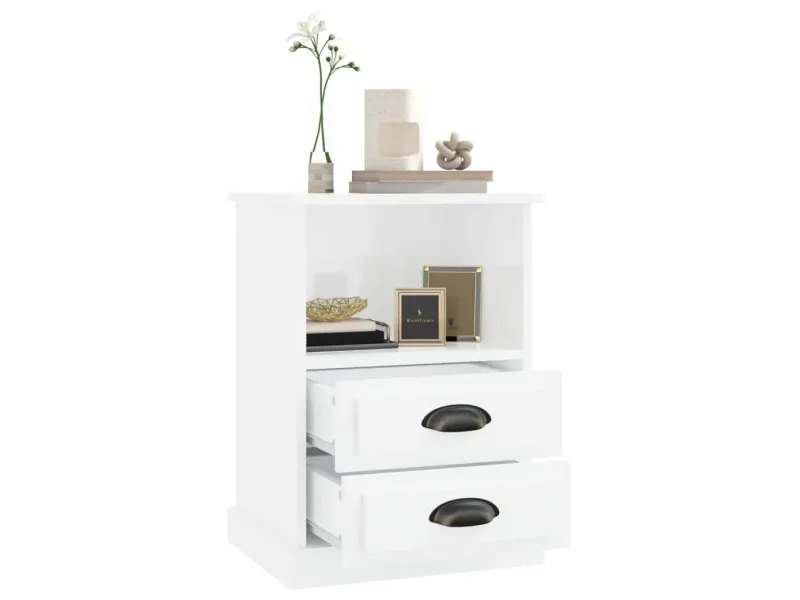 Tables de chevet 2 pcs blanc brillant 43x36x60 cm