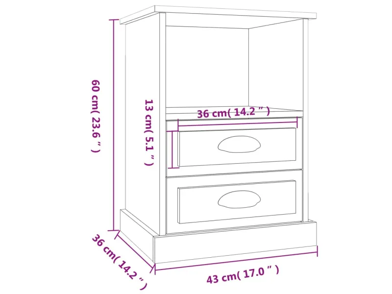 Tables de chevet 2 pcs blanc brillant 43x36x60 cm