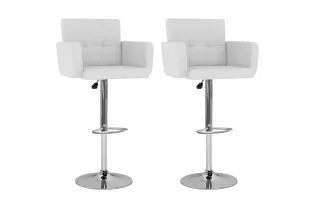 Tabourets de bar lot de 2 blanc similicuir