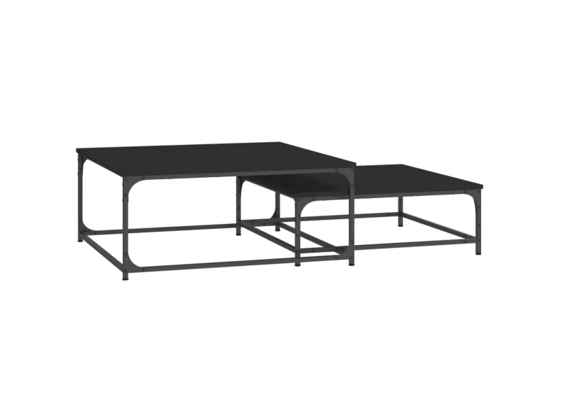 Tables basses gigognes 2 pcs noir bois d'ingénierie
