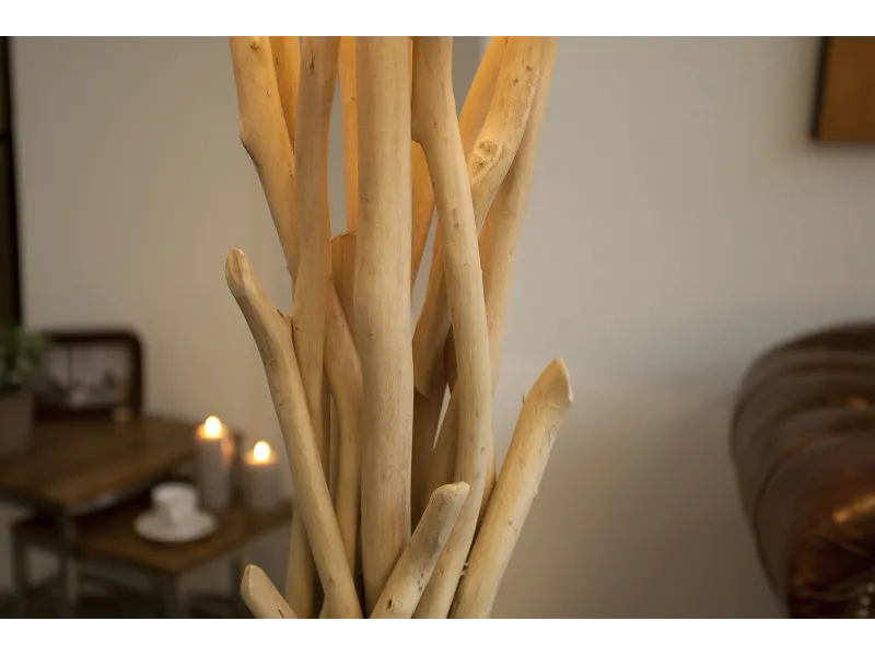 Lampadaire de 155 cm en bois flotté  coloris beige