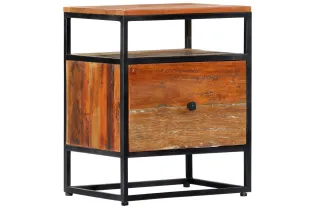 Table de chevet 40 x 30 x 50 cm Bois de récupération et acier