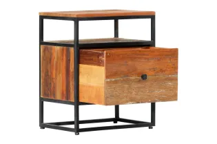 Table de chevet 40 x 30 x 50 cm Bois de récupération et acier 2