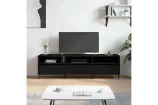 Meuble TV noir 150x30x44,5 cm bois d'ingénierie
