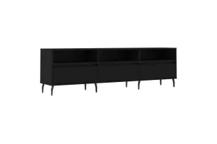 Meuble TV noir 150x30x44,5 cm bois d'ingénierie 2