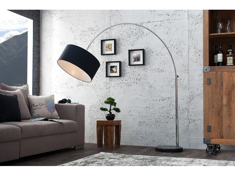 Lampadaire extensible arc noir 170-180 cm – lampe sur pied design pour salon