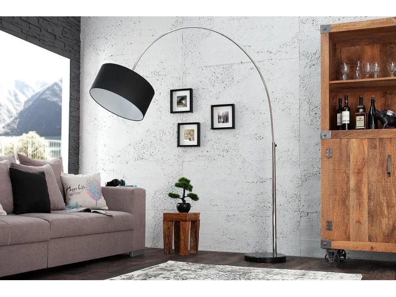 Lampadaire extensible arc noir 170-180 cm – lampe sur pied design pour salon