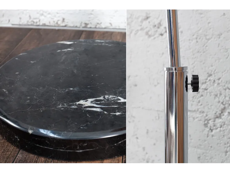 Lampadaire extensible design arqué en  lin noir