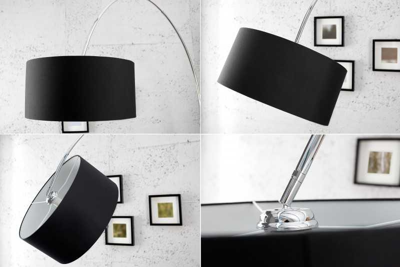 Lampadaire extensible design arqué en  lin noir