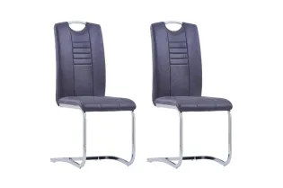 Chaises à manger cantilever lot de 2 gris similicuir daim
