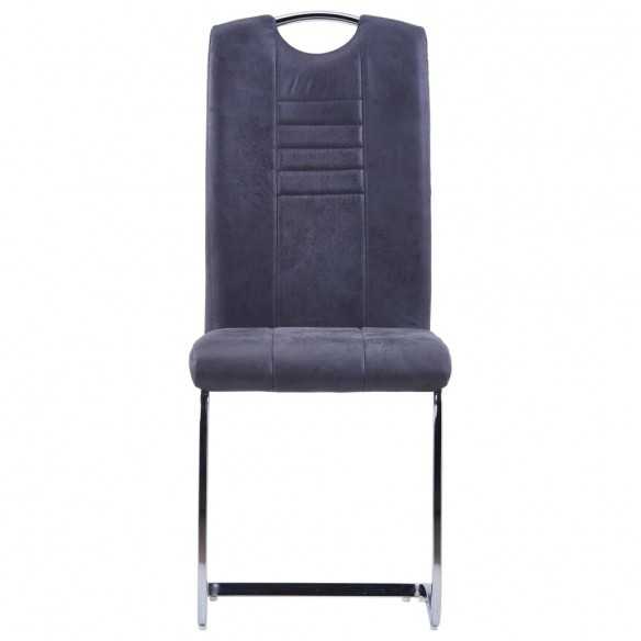 Chaises à manger cantilever lot de 2 gris similicuir daim