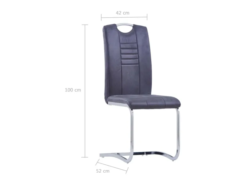 Chaises à manger cantilever lot de 2 gris similicuir daim