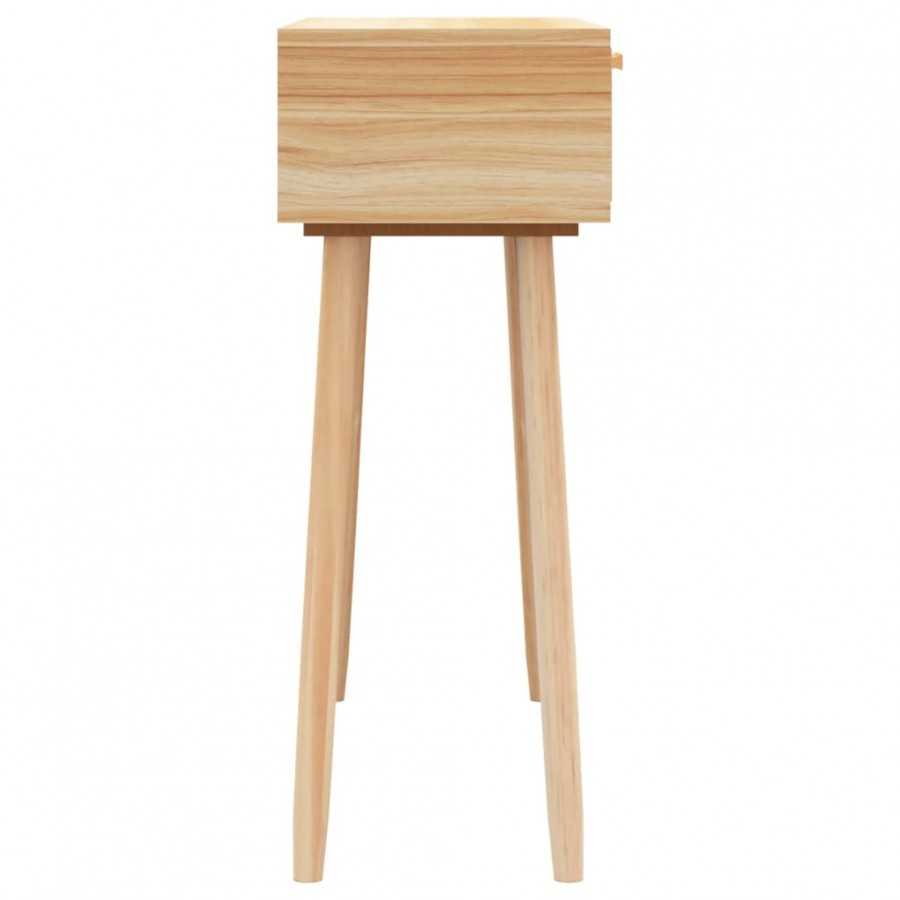 Table console Marron 80x30x75 cm Bois massif pin /rotin naturel