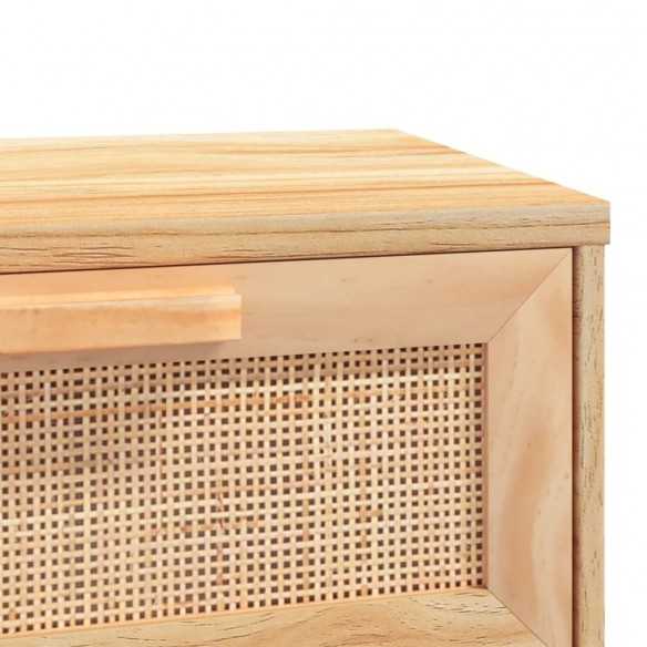 Table console Marron 80x30x75 cm Bois massif pin /rotin naturel Table console Marron 80x30x75 cm Bois massif pin /rotin naturel