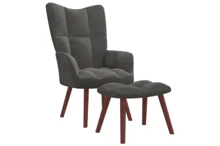 Chaise de relaxation avec repose-pied Gris foncé Velours