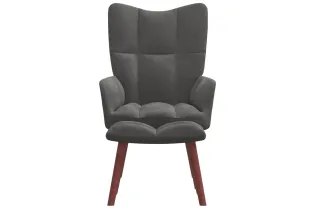 Chaise de relaxation avec repose-pied Gris foncé Velours 2