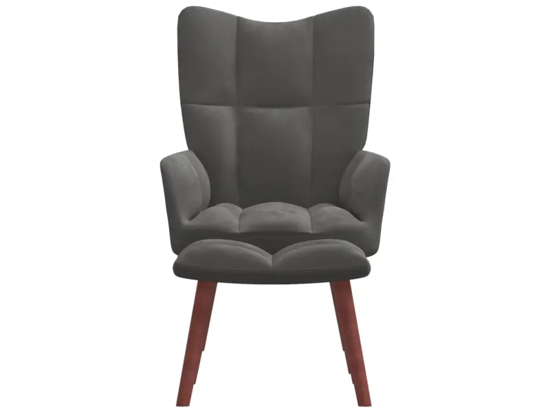 Chaise de relaxation avec repose-pied Gris foncé Velours