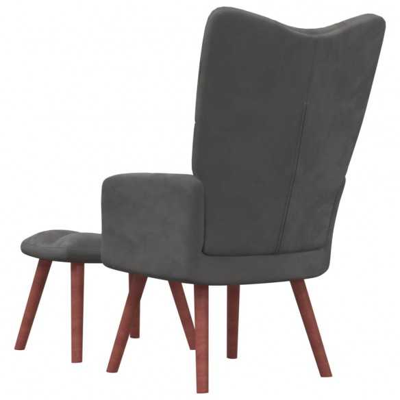 Chaise de relaxation avec repose-pied Gris foncé Velours