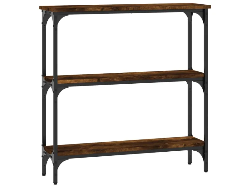 Table console chêne fumé 75x22,5x75 cm bois d'ingénierie