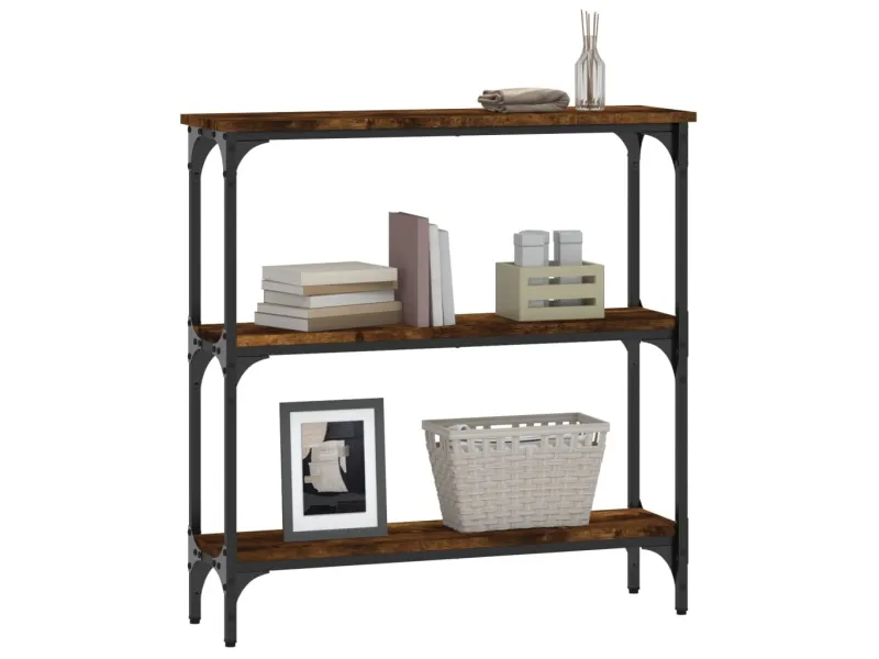 Table console chêne fumé 75x22,5x75 cm bois d'ingénierie