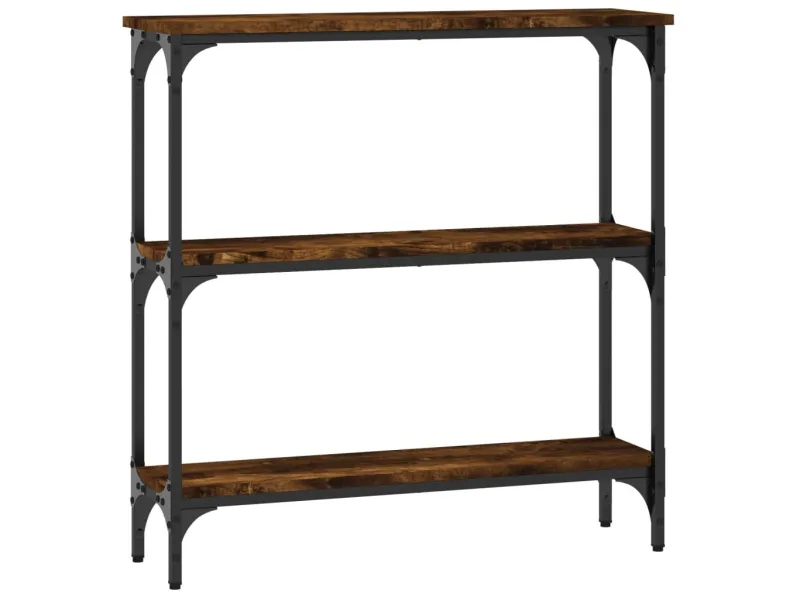 Table console chêne fumé 75x22,5x75 cm bois d'ingénierie