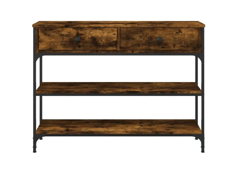 Table console chêne fumé 100x25x75 cm bois d'ingénierie