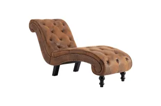 Chaise longue Marron Similicuir daim 2