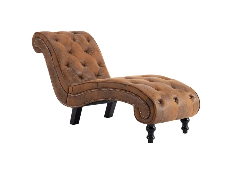Chaise longue Marron Similicuir daim