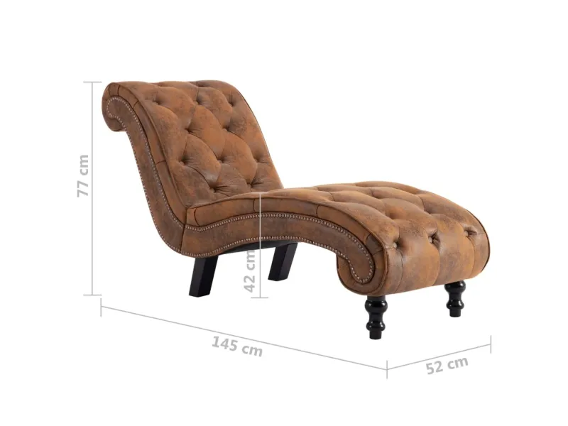 Chaise longue Marron Similicuir daim