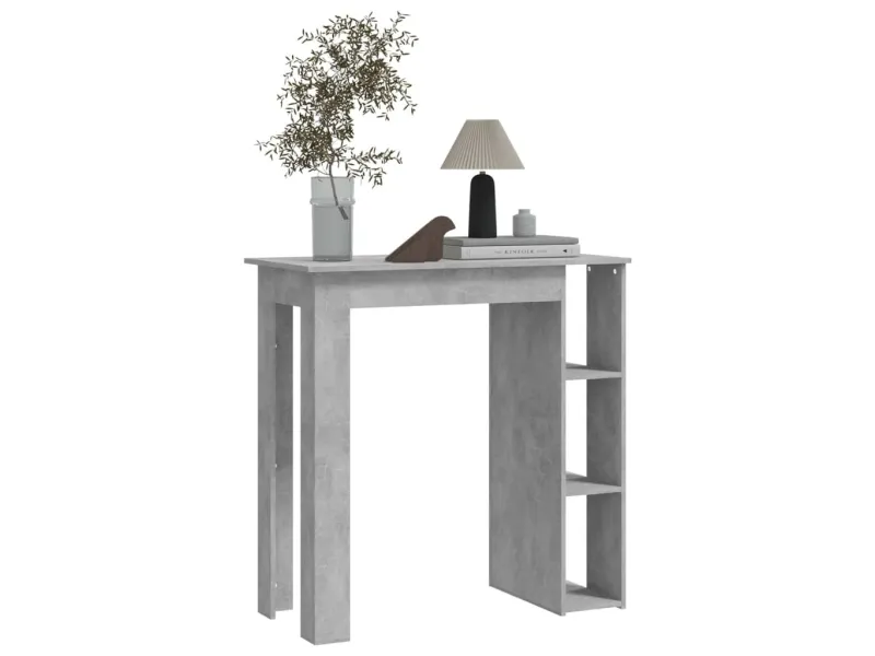 Table de bar avec étagère Gris béton 102x50x103,5 cm Aggloméré