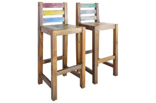 Tabourets de bar lot de 2 bois massif de récupération