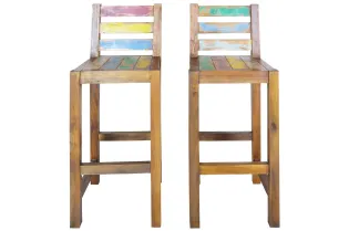 Tabourets de bar lot de 2 bois massif de récupération 2