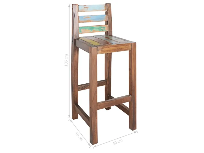 Tabourets de bar lot de 2 bois massif de récupération