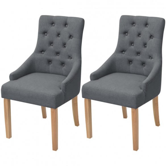 Chaises à manger lot de 2 gris foncé tissu