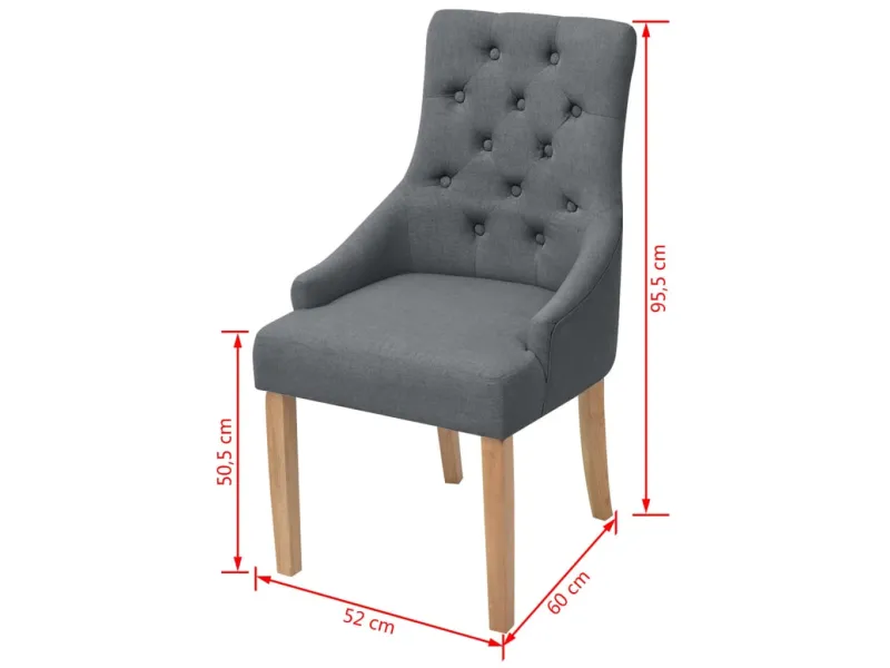 Chaises à manger lot de 2 gris foncé tissu